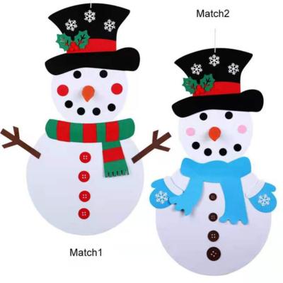 China Eco-friendly Christmas Sticker Wall Hanging DIY Felt Christmas Snowman Games Set With Ornaments For Decoration for sale