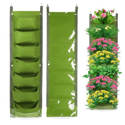 China Outdoor Plant Grow Wall Upsidedown 7 Tomato Pockets Vertical Hanging Planter Wall Mount Garden Grow Bag For Indoor Outdoor for sale