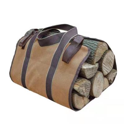 China New Durable Canvas Firewood Carrier Wooden Bag Camping Outdoor Rack Carry Storage Bag Canvas Wood Bag for sale