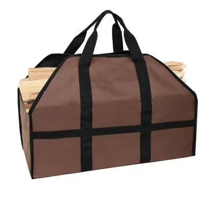 China Durable Heavy Duty Large Log Tote Carrier Bag Multiple Use Wax Canvas Firewood Firewood Carry Bag for sale