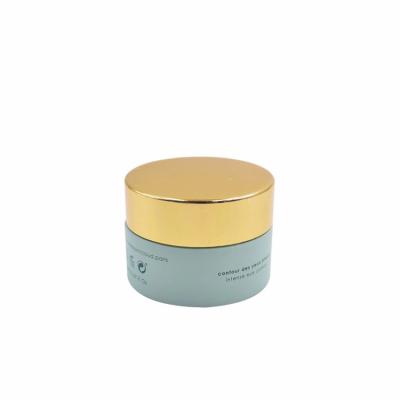 China 2020 luxury 20g 30g 50g matte green borosilicate glass cosmetic eye face cream jar shiny gold aluminum cap for sale