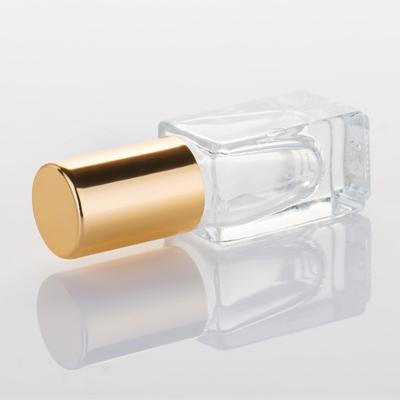 China empty 10 ml rectangle thick bottom perfume glass bottle 10ml square roll on bottle with stainless steel roller for essential oil for sale