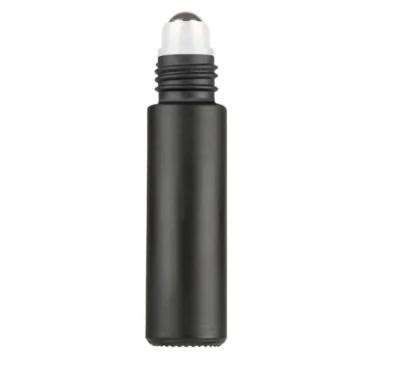 China 10ml Frosted Matt Black Glass Roll On Bottle Essential Oil Roller Bottle 10 Ml Violet Glass for sale