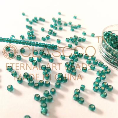 China Decorative Glass Beads For Clothes Silver Lined High Quality Round Beads Shape for sale