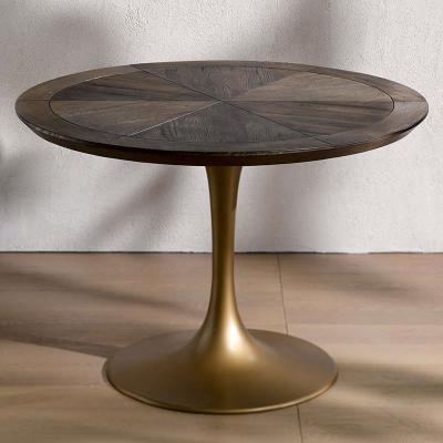 China Wholesale Adjustable Modern Single Leg Retro Iron Table Table Vintage Iron Solid Wood Dinner (Other) Dining Table Gold Dining Table for sale