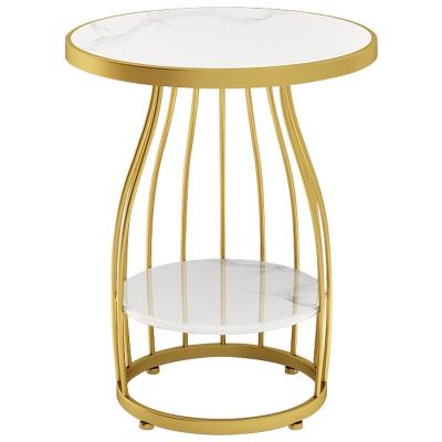 China Good Price Round Durable New Type Shape Metal Cube Side Table Side Stool Marble Coffee Table for sale