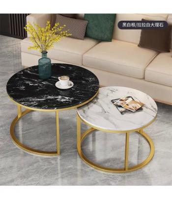 China Selling Marble Metal Fram Modern Warm White Black Coffee Small Side Table for sale