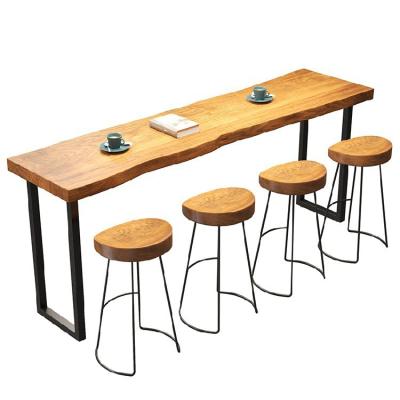 China China hot sale modern simple bar table and chair combination modern simple iron art living room bar solid wood occasional table high for sale