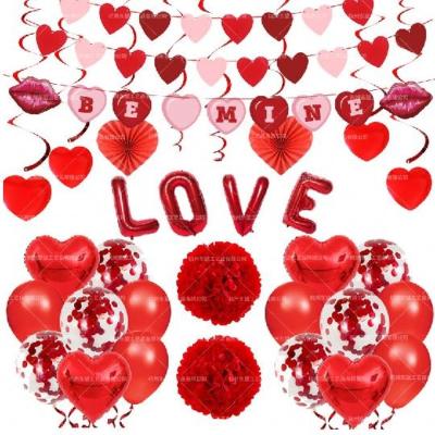 China Red Party Decoration Party Favor 2022 Valentines Day Gifts For Women Saint Valentines Day Banner Decorations Gift Foil Balloons Set for sale