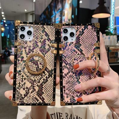 China square leather phone case for iphone 11 snake leopard leather square phone case for iphone 12 pro max,luxury tpu fashion phone case for iphone 11 pro xr xs max for sale