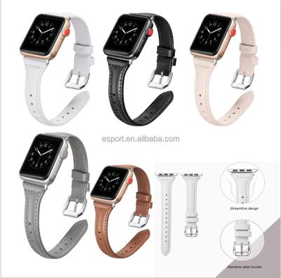 China Aerodynamic Design Leather Watch Band Strap For Apple 38mm 40mm 44mm, Genuine Leather Glitter Watch Band 42mm For Apple For iwatch for sale