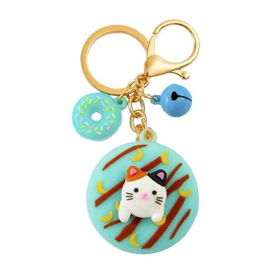 China New Cartoon Cute Creative Cute Pet Cat Rabbit Frog Corgi Keyring Backpack Car Pendant Soft Donuts Key Chain for sale