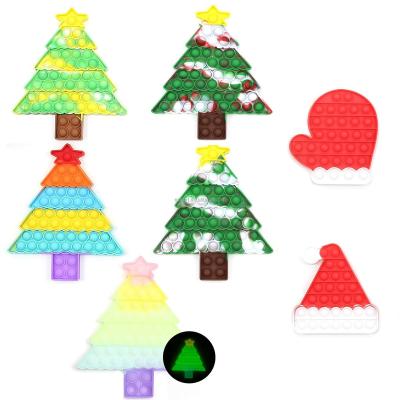 China Funny Educational Silicone Push Toy Toy Snowman Bumps Hat Gifts Christmas Tree Push Noise Toy Silicone Push Noise Game Board Bubble Stir Sensory Kids fidgety person toy for sale