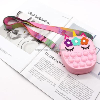 China Colorful Sensory Pop Bubble Purse Unicorn Crossbody Shoulder Bag Fidget Toy Push Bubble Poppers Cute Rainbow Christmas Unicorn Push Bubble Bag For Girls for sale