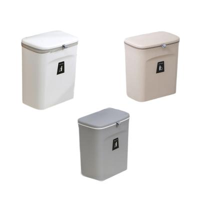 China Eco-Friendly Storage Bucket Wall Mounted Kitchen Portable Plastic Waste Bin With Dust Lid Cabinet Doors Sliding Bathroom Home Hanging for sale