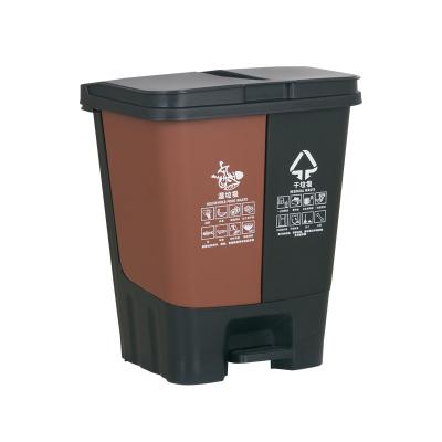 China Sustainable Wet & Dry Community Indoor Pedal Bin Twin Bin Waste Bucket Indoor Garbage Can Trash Can for sale