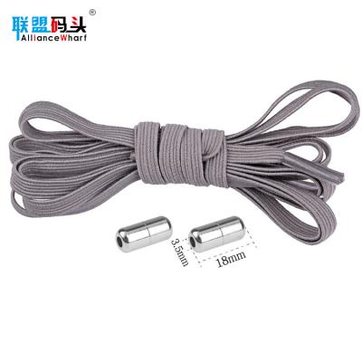 China Wholesale Flat No Lock Unisex Lazy Buckle Metal Tie Laces Elastic Flat Shoe Lace for Kids and Adult for sale