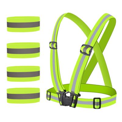 China Custom Logo Night Running Vest Wrist Ankle Arm Tape High Visibility Safety Protection Warning Elastic Reflective Tape Safety Reflective Tape for sale