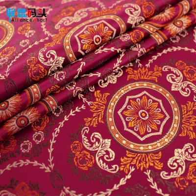 China China factory 50% nylon style viable ethnic flowers design floral fabric material satin jacquard vintage print brocade fabric for sale