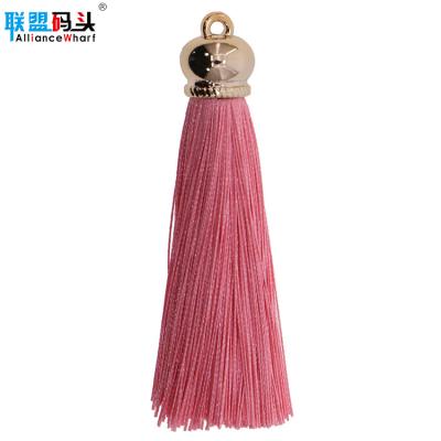 China Hot Sale Wholesale Mobile Phone New Small Cheap Colorful Fringe Tassel Trimming With Metal Hat For Curtain And Bag for sale