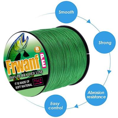 China High Strength 1500m 8 Line Multifilament Braided Fishing Strands 6LB-300LB Deep Sea PE Line for sale