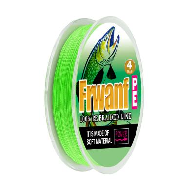 China High-knot Strength 2021 NEW Item Fluorescent Green 4 Braids Fishing Threads 100 /200 / 300 Meter PE Braided Fishing Line for sale