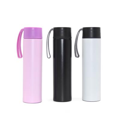 China Sustainable Double Wall Stainless Steel Vacuum Flask Thermos Mug Travel Tumbler With Rubber Handle for sale