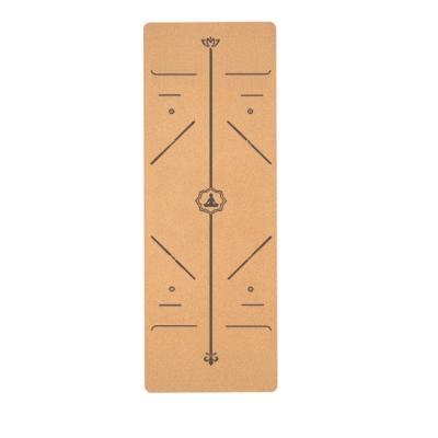 China Trending New Fitness Print Lettering Model Large Cork Yoga Mat Eco Friendly for sale