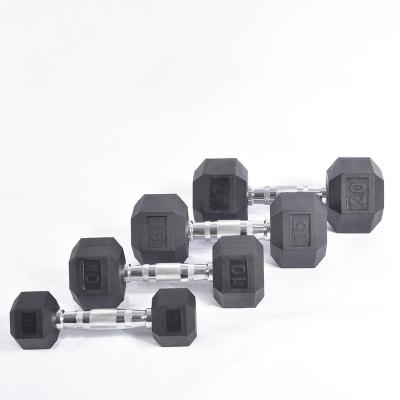 China Modern Hex Dumbbells Gym Rubber Wrapped Solid Weights Sets Hex Hex Dumbbell Set for sale