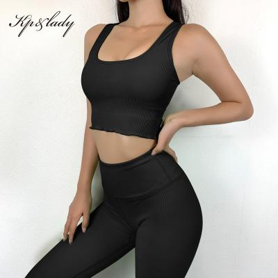 China 2021 Breathable Exercise Workout Yoga Bra Sets Seamless Spandex Yoga Suit Leggings Yoga Set for sale