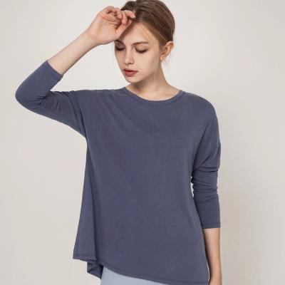 China fashion hot sale Anti-wrinkle fitness long sleeves strapless T-shirt custom for women sport workout wear yoga gym routine wear for sale