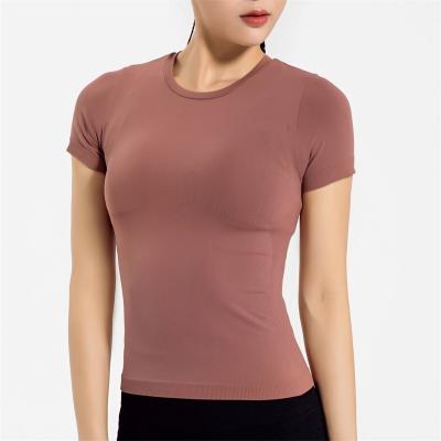 China Breathable Yoga Tops Women Sports T-Shirts Seamless Fitness Clothes Top Running Active Top Yoga Short Sleeve Shirt Gym Wear Sports Woman for sale