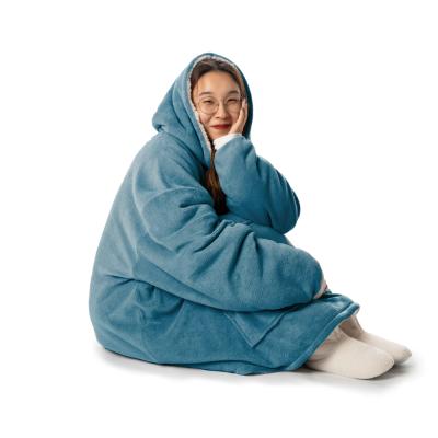 China Anti-Static Wearable Blanket Poncho Blanket Comfortable Plush Fleece Hooded Cover Hoodie for sale