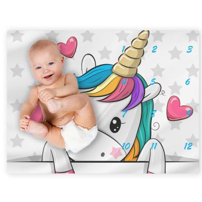 China China Supplier Unicorn Baby Milestone Blanket Anti-Static Baby Milestone Blanket Monthly Baby Growth Chart Blanket for sale