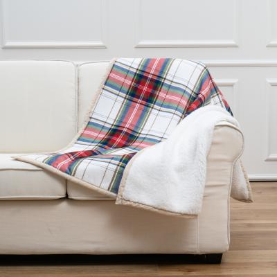 China PORTABLE Wholesale Luxury Custom Printed Blanket Sherpa Mink Fleece Blanket Red Plaid for sale