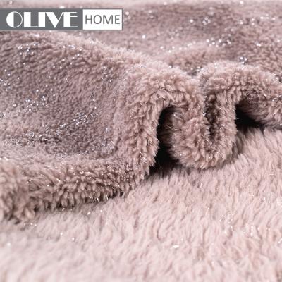 China Antistatic Super Soft Micro Fleece Sherpa Throw Blanket With Silver Stripes Custom Throw Blanket for sale