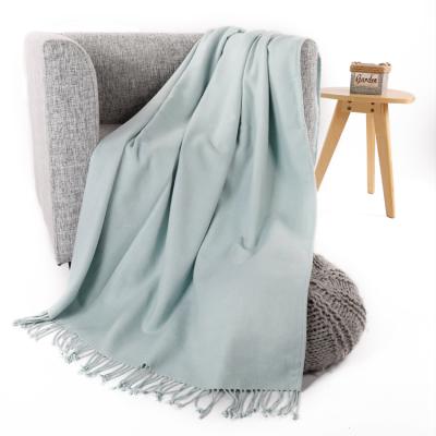 China Wholesale Waterproof Knit Mint Plain Color Custom To Throw Woven Blanket With Herringbone Pattern Herringbone Tassels for sale