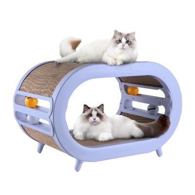 China The Large Viable Space Cat Scratcher Mat Replaceable Abs + Cat Scratcher House Green Cardboard Corrugated Cat Scratcher for sale