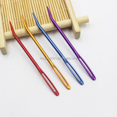 China Aluminum Looms Bent Tip Knitting Needles Metal Needlework Sewing Bent Tip Big Eye Yarn Knitting Needle for sale