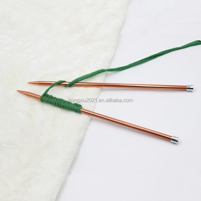 China Hand Weaving 2PCS/pair 9.0mm Aluminum Alloy Handle High Quality Colorful Knitting Needle Tool Sweater Single Needle for sale