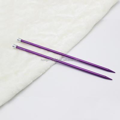 China Hand Weaving 2PCS/pair 8.0mm Aluminum Alloy Handle High Quality Colorful Knitting Needle Tool Sweater Single Needle for sale