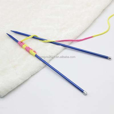 China Hand Weaving 2PCS/pair 7.0mm Aluminum Alloy Handle High Quality Colorful Knitting Needle Tool Sweater Single Needle for sale