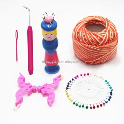 China Wooden + Metal Doll B Rope Children's Manual Weaver Wooden Doll DIY Tool POM POM Set Crochet Knitting Tool for sale