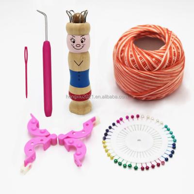 China Wood+Metal A Wooden Weaver Children's Wooden Doll DIY POM Ball Tool POM Ball Set Manual Knitting Tool for sale