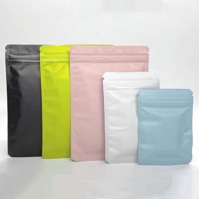 China Custom Shiny Foil Snack Bag Security Zipper Bag Colored Mylar Smell Proof Plastic Packaging for sale