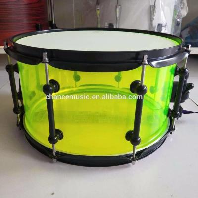 China Nubuck leather professional crystal color shell acrylic snare drum/colorful transparent shell drums for sale