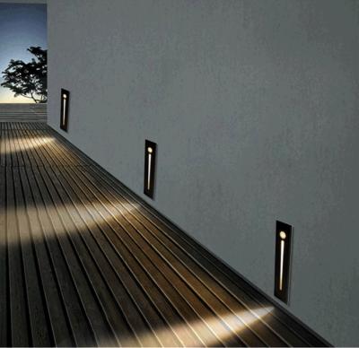 China Minimalist Recessed Aluminum Outdoor Indoor Wall Corner Night Light Long Wall Light LED Anchor Stair Ladder Step Strip Stair Lights for sale