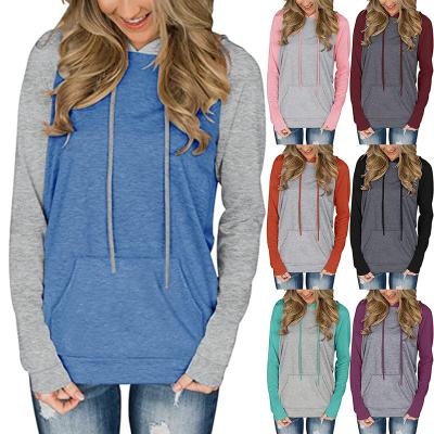 China OEM Logo Print Or Embroidery Color Block Design Drawstring Raglan Sleeve Sweatshirts QUICK DRY Women for sale