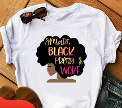 China Harajuku Melanin Women Oversized T-shirt Beautiful Girl Anti-Wrinkle Print T-shirt Female African Black Cool Story Month for sale