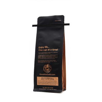 China Custom Printed Coffee Moisture Proof Plastic Pouch Side Gusset Bags Packaging Flat Bottom Coffee Bag With Tin Tie for sale